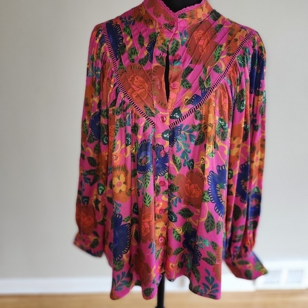 Olivaceous Floral Pink Women's Long sleeve blouse